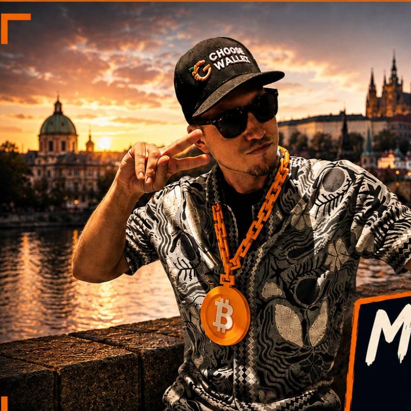 David Molnar in Prague by the river at sunset