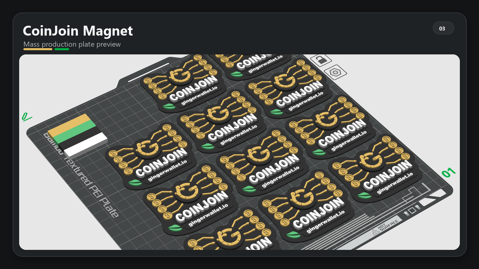 CoinJoin magnet mass production plate