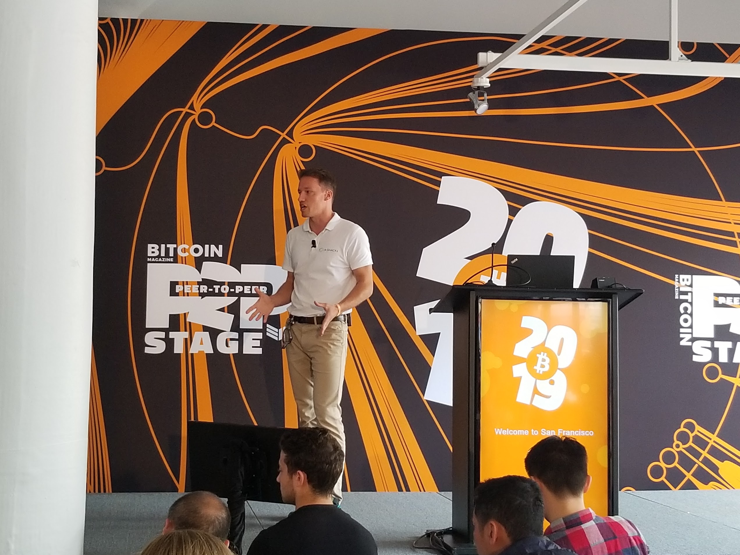 David Molnar speaking at Bitcoin 2019, Peer-to-Peer Stage, San Francisco
